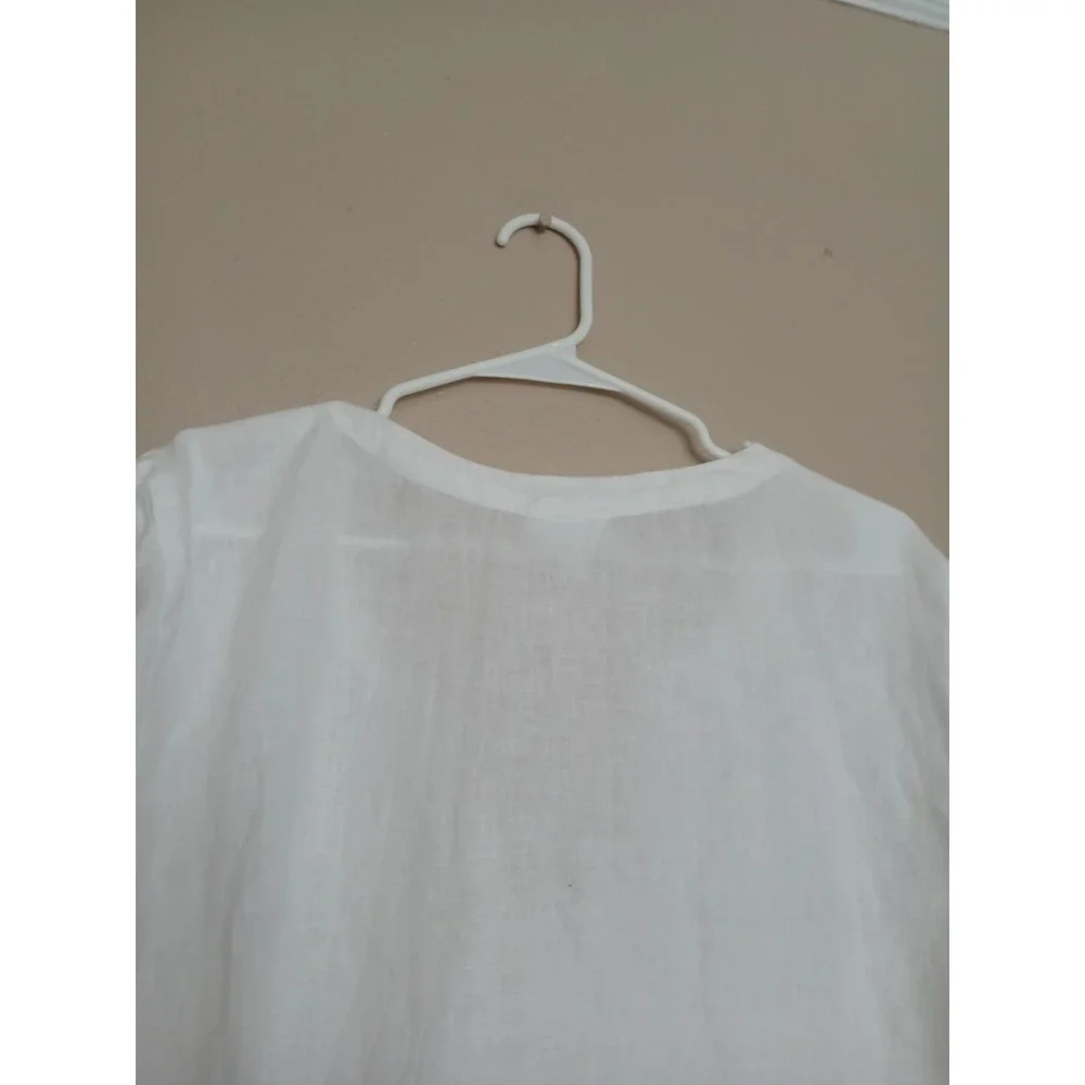 J Jill Top XL Love Linen Tunic Embroidered Cottage Hippie Peasant Boho Bohemian